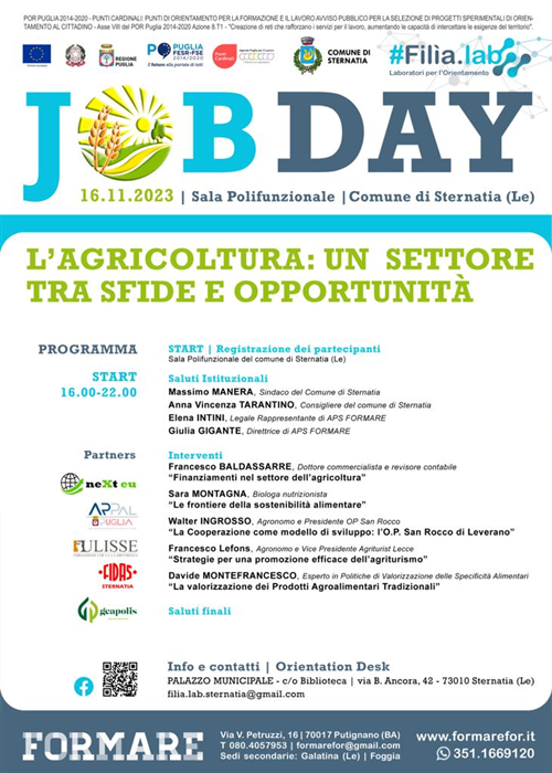 Job Day: "L'Agricoltura: un settore tra sfide e opportunità"