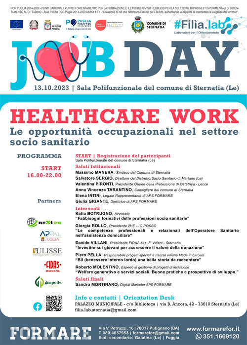 Job Day: "Healthcare work" - Le opportunità occupazionali nel settore socio sanitario